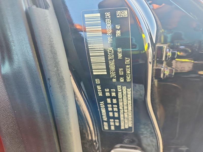 52396956 :رقم المزاد ، ZARFAMBNXL7631234 vin ، 2020 Alfa Romeo Giulia مزاد بيع