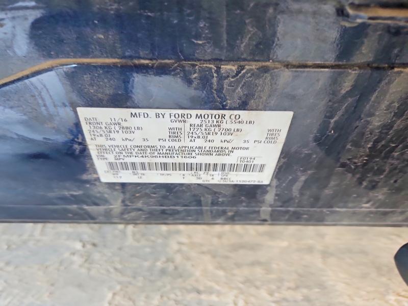 2017 Ford Edge მანქანა იყიდება აუქციონზე, vin: 2FMPK4K96HBB11606, აუქციონის ნომერი: 54763446