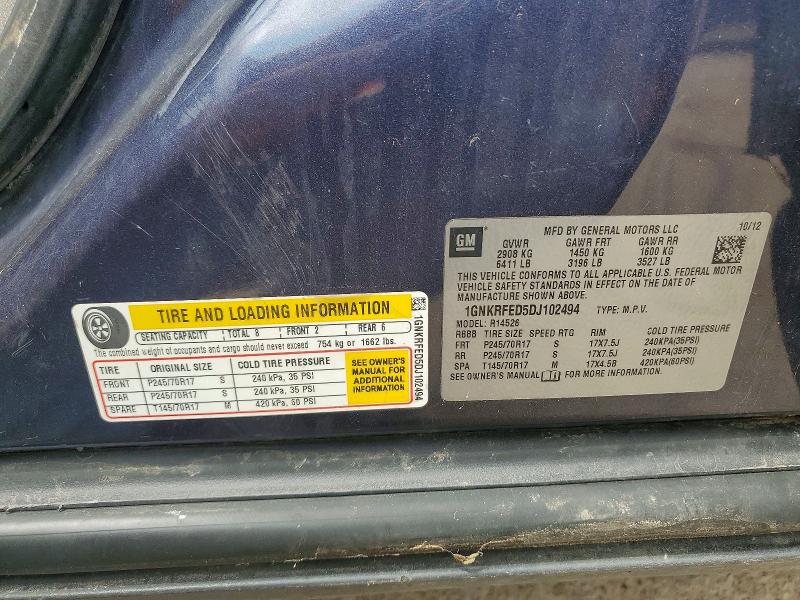 Продажа на аукционе авто 2013 Chevrolet Traverse, vin: 1GNKRFED5DJ102494, номер лота: 53636666