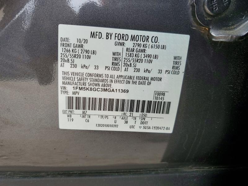 Продаж на аукціоні авто 2021 Ford Explorer, vin: 1FM5K8GC3MGA11369, номер лоту: 52848636