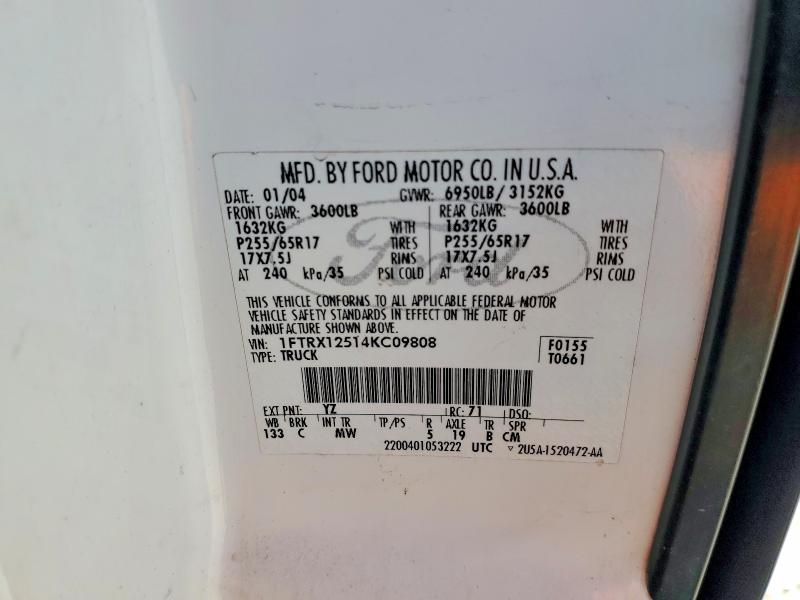 Продаж на аукціоні авто 2004 Ford F150, vin: 1FTRX12514KC09808, номер лоту: 53318966