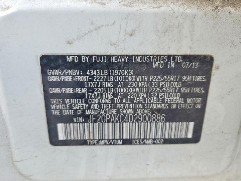 52963746 :رقم المزاد ، JF2GPAKC4D2900886 vin ، 2013 Subaru Xv Crosstrek مزاد بيع
