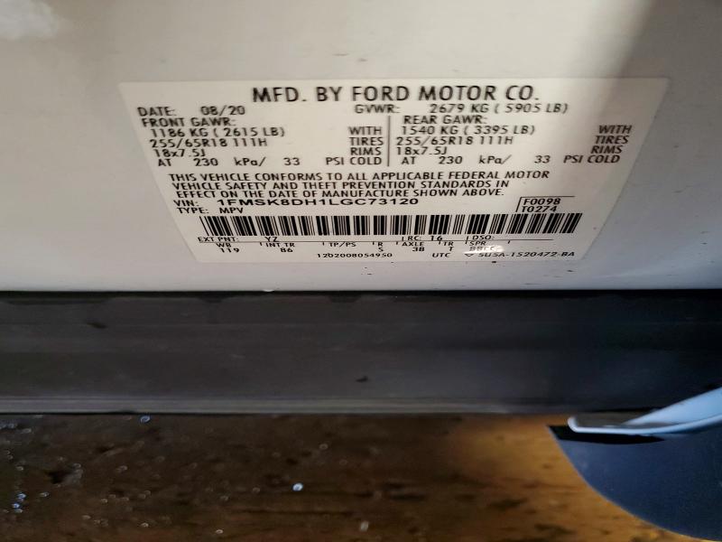 Aukcja sprzedaży 2020 Ford Explorer, vin: 1FMSK8DH1LGC73120, numer aukcji: 52352166