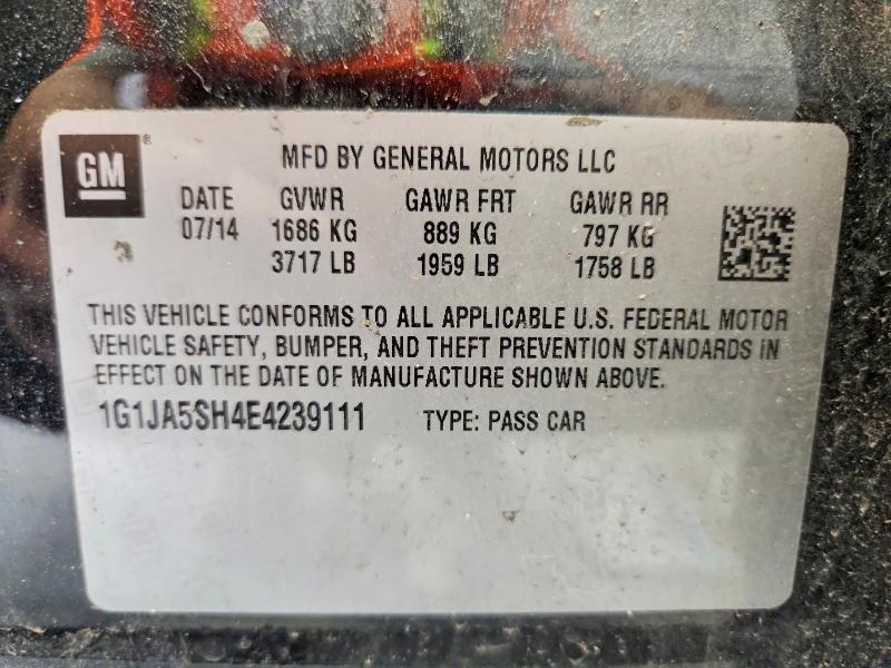 Aukcja sprzedaży 2014 Chevrolet Sonic, vin: 1G1JA5SH4E4239111, numer aukcji: 53100316
