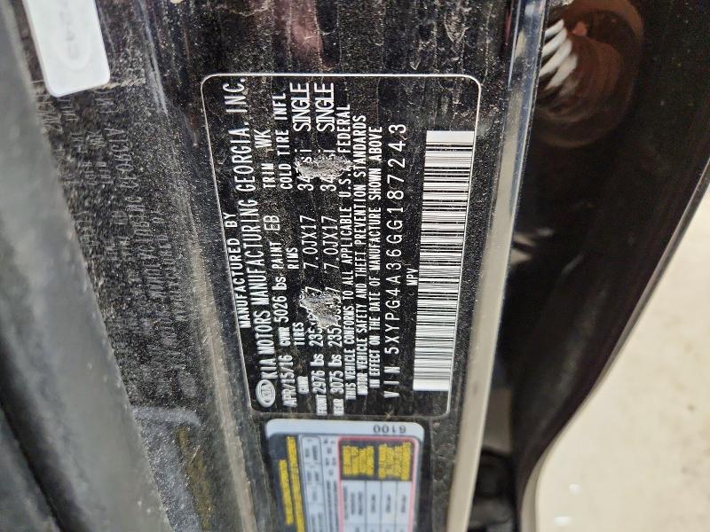 2016 Kia Sorento მანქანა იყიდება აუქციონზე, vin: 5XYPG4A36GG187243, აუქციონის ნომერი: 55127236