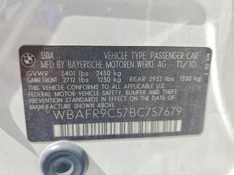 54699356 :رقم المزاد ، WBAFR9C57BC757679 vin ، 2011 Bmw 550 مزاد بيع