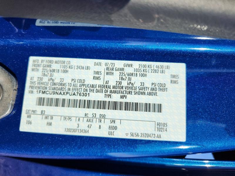 Aukcja sprzedaży 2023 Ford Escape, vin: 1FMCU9NAXPUA76301, numer aukcji: 51978536