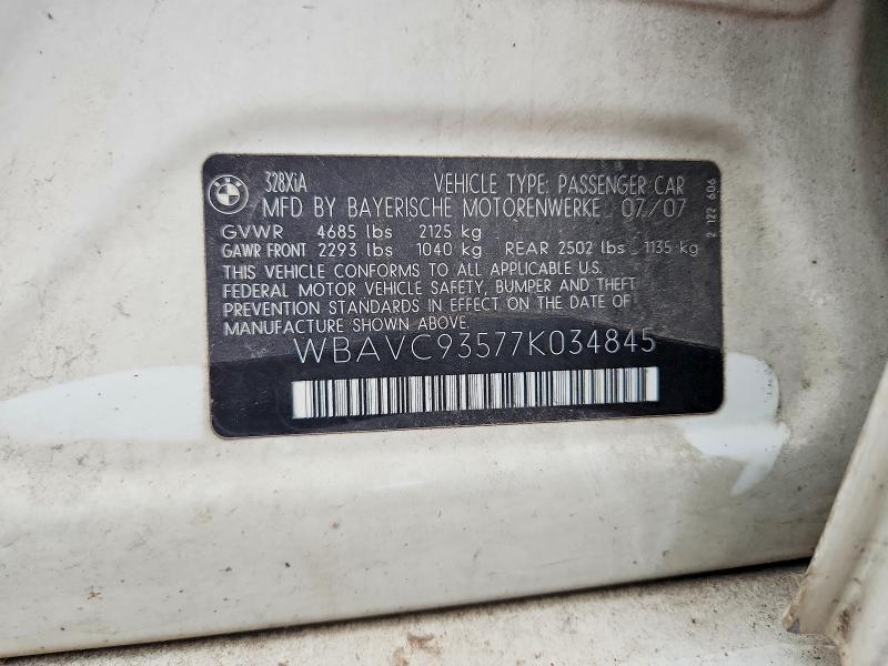 2007 Bmw 328 მანქანა იყიდება აუქციონზე, vin: WBAVC93577K034845, აუქციონის ნომერი: 54691296