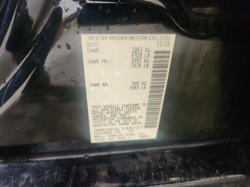 Aukcja sprzedaży 2019 Nissan Altima, vin: 1N4BL4DV1KC148727, numer aukcji: 54547506