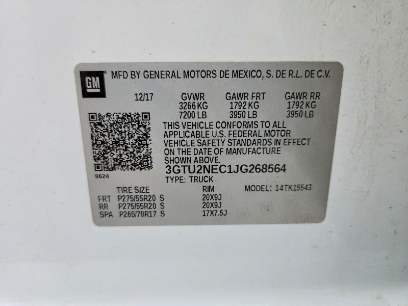55357916 :رقم المزاد ، 3GTU2NEC1JG268564 vin ، 2018 Gmc Sierra مزاد بيع