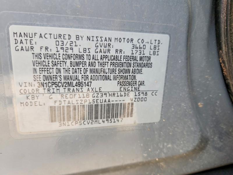 Aukcja sprzedaży 2021 Nissan Kicks, vin: 3N1CP5CV2ML495147, numer aukcji: 52804896