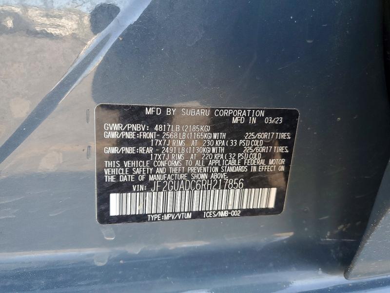 Продажа на аукционе авто 2024 Subaru Crosstrek, vin: JF2GUADC6RH217856, номер лота: 53540836