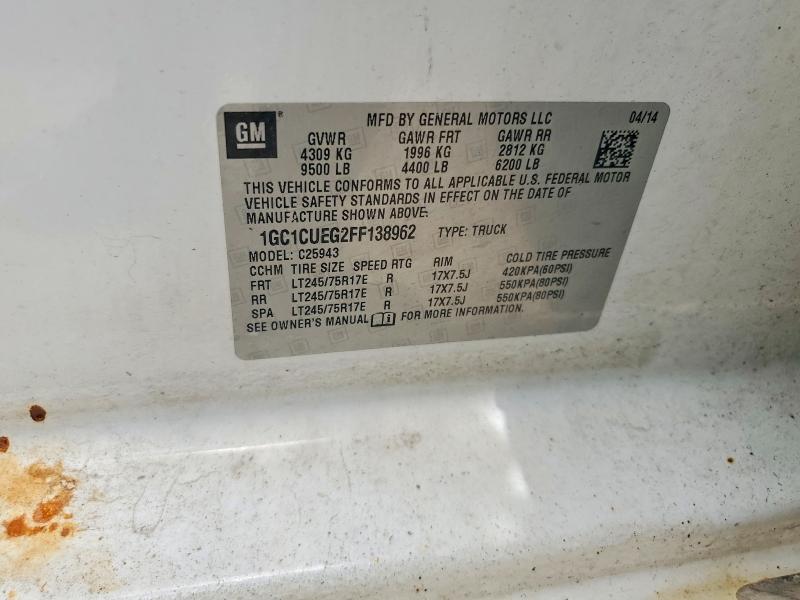 2015 Chevrolet Silverado მანქანა იყიდება აუქციონზე, vin: 1GC1CUEG2FF138962, აუქციონის ნომერი: 51835376
