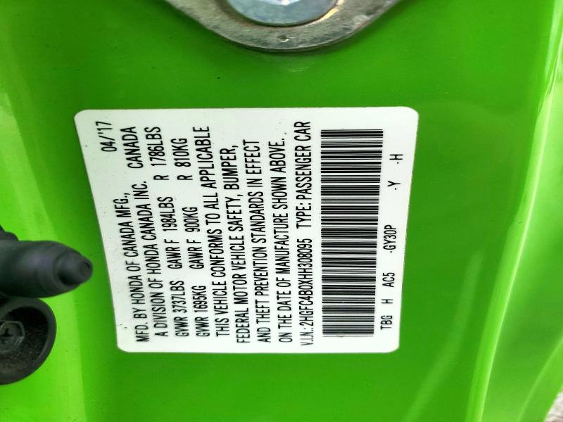 Aukcja sprzedaży 2017 Honda Civic, vin: 2HGFC4B0XHH308095, numer aukcji: 53257156
