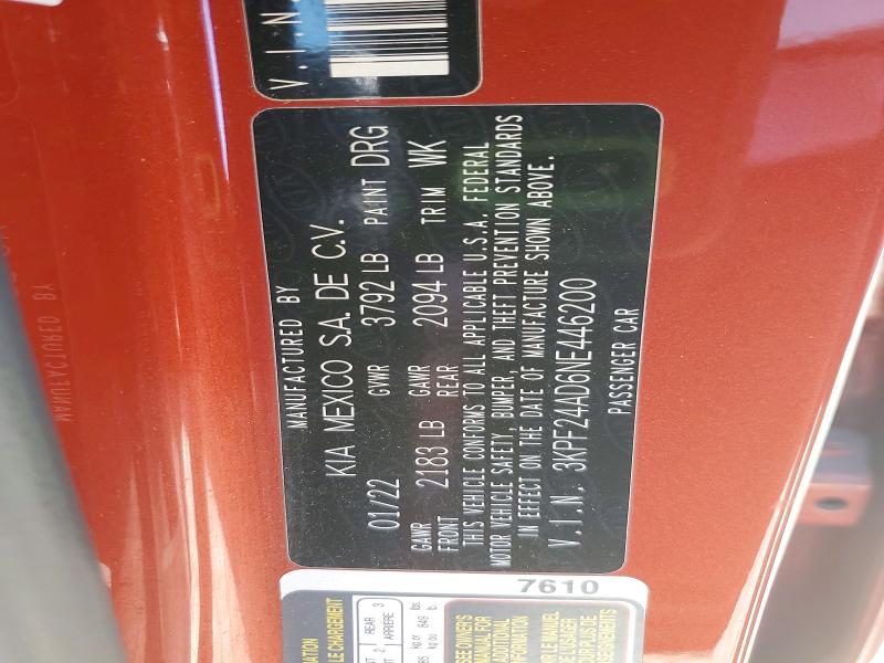 Продаж на аукціоні авто 2022 Kia Forte, vin: 3KPF24AD6NE446200, номер лоту: 53641806