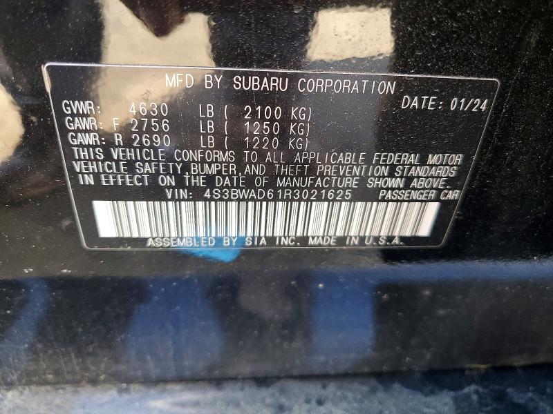 52051706 :رقم المزاد ، 4S3BWAD61R3021625 vin ، 2024 Subaru Legacy مزاد بيع