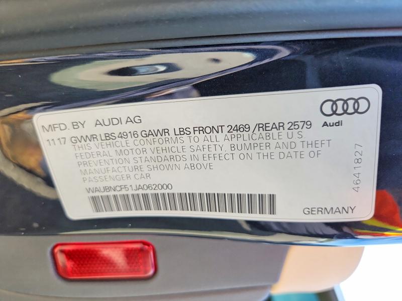 2018 Audi A5 მანქანა იყიდება აუქციონზე, vin: WAUBNCF51JA062000, აუქციონის ნომერი: 54254786