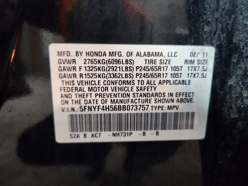 Aukcja sprzedaży 2011 Honda Pilot, vin: 5FNYF4H56BB073757, numer aukcji: 52674396