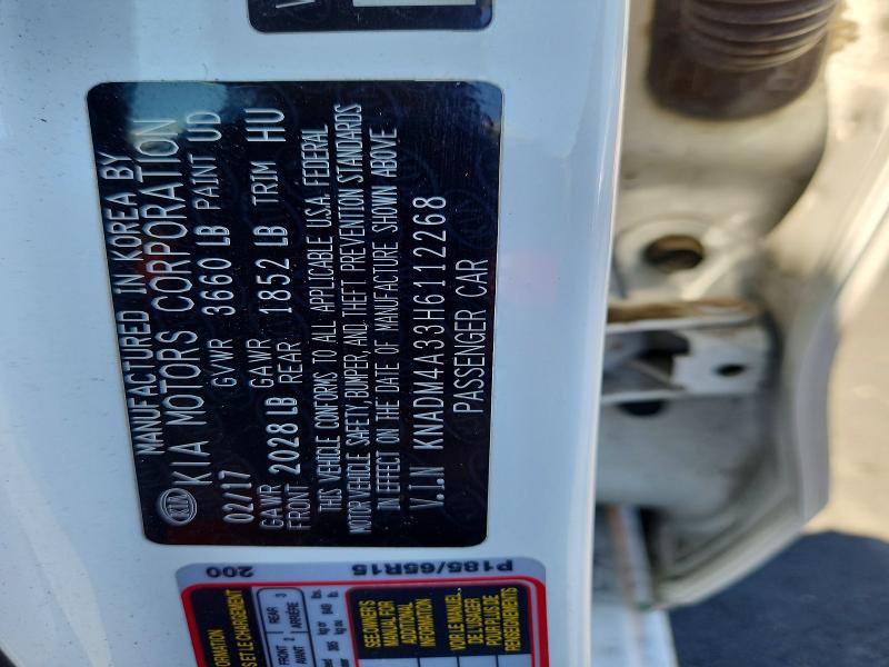 53837916 :رقم المزاد ، KNADM4A33H6112268 vin ، 2017 Kia Rio مزاد بيع