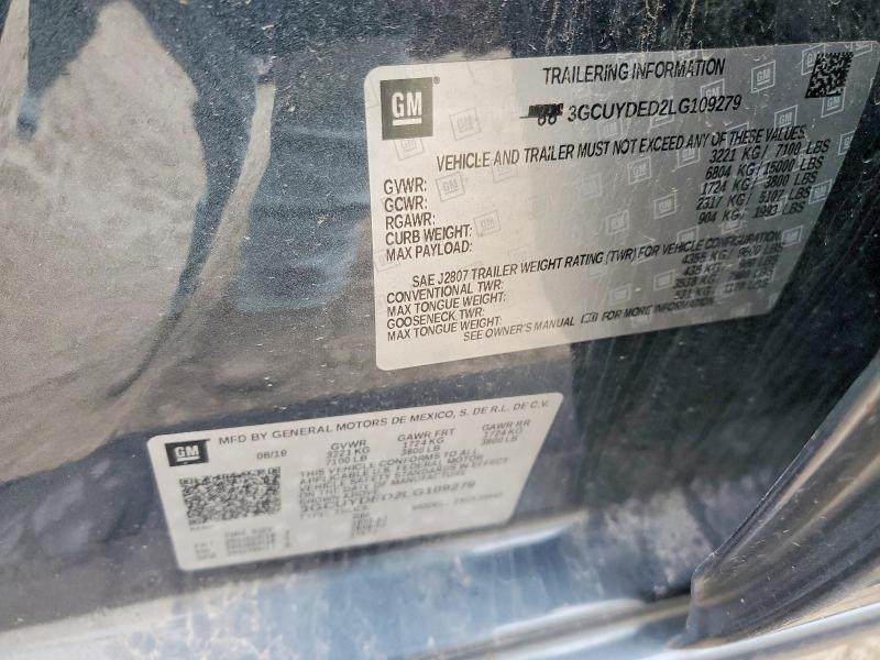 2020 Chevrolet Silverado მანქანა იყიდება აუქციონზე, vin: 3GCUYDED2LG109279, აუქციონის ნომერი: 53981866