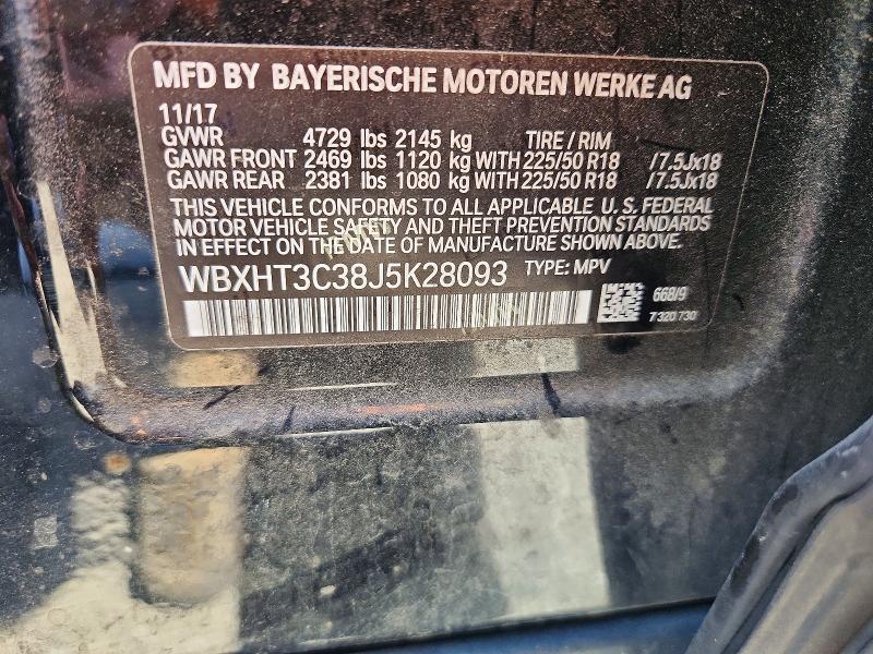 2018 Bmw X1 მანქანა იყიდება აუქციონზე, vin: WBXHT3C38J5K28093, აუქციონის ნომერი: 52949736