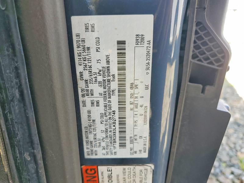 Продажа на аукционе авто 2020 Ford Transit, vin: 1FTBR3X83LKB27748, номер лота: 48238416