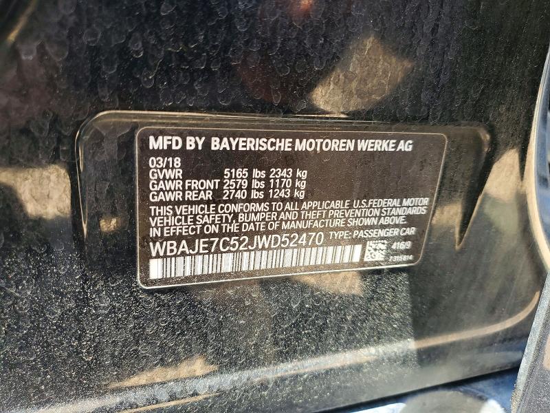 Aukcja sprzedaży 2018 Bmw 540, vin: WBAJE7C52JWD52470, numer aukcji: 48773576