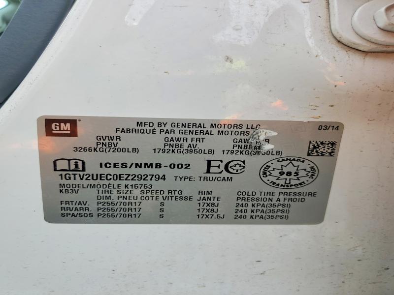 Продажа на аукционе авто 2014 Gmc Sierra, vin: 1GTV2UEC0EZ292794, номер лота: 52542406
