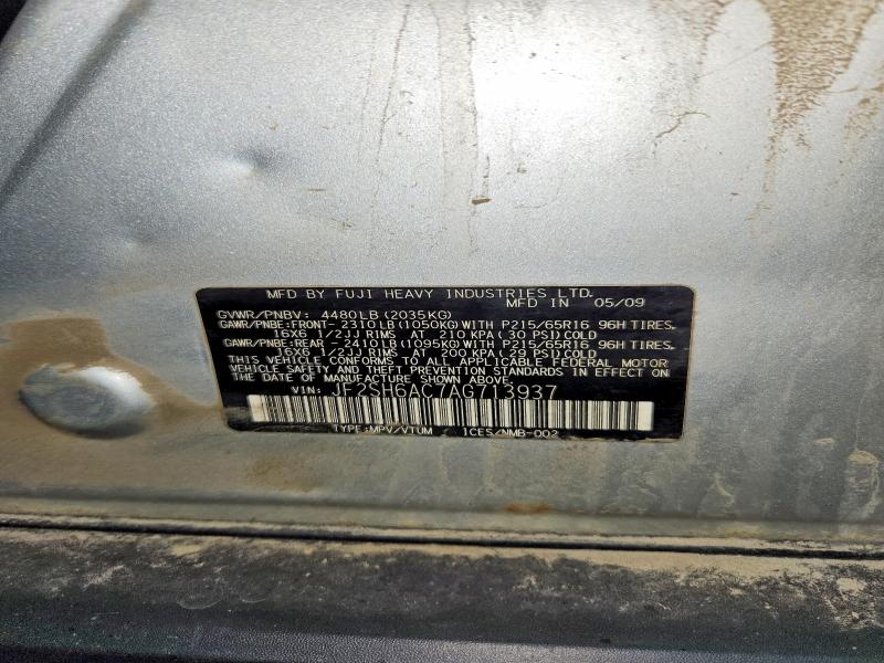 2010 Subaru Forester მანქანა იყიდება აუქციონზე, vin: JF2SH6AC7AG713937, აუქციონის ნომერი: 51793416
