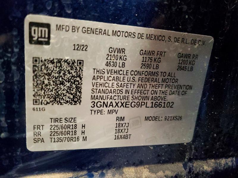 Продажа на аукционе авто 2023 Chevrolet Equinox, vin: 3GNAXXEG9PL166102, номер лота: 53445966