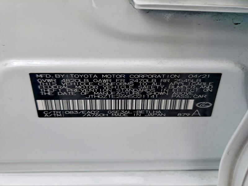 Aukcja sprzedaży 2021 Lexus Is, vin: JTHGZ1E26M5021141, numer aukcji: 55365436