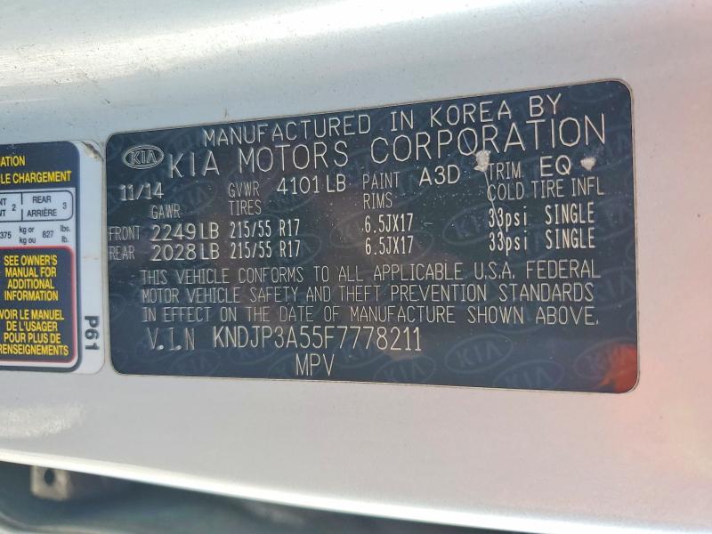 2015 Kia Soul მანქანა იყიდება აუქციონზე, vin: KNDJP3A55F7778211, აუქციონის ნომერი: 53906446
