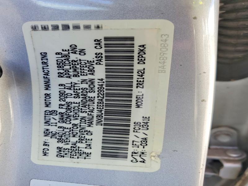 54131446 :رقم المزاد ، 1NXBU4EE8AZ299414 vin ، 2010 Toyota Corolla مزاد بيع