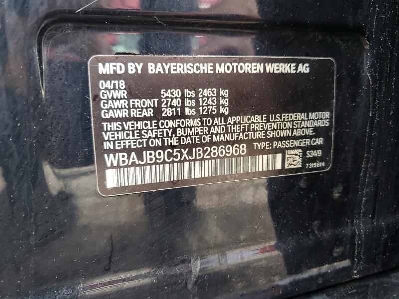 52379566 :رقم المزاد ، WBAJB9C5XJB286968 vin ، 2018 Bmw M550xi مزاد بيع