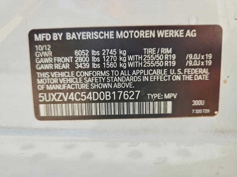 53210676 :رقم المزاد ، 5UXZV4C54D0B17627 vin ، 2013 Bmw X5 مزاد بيع