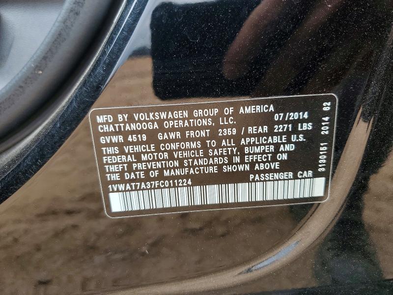 Продаж на аукціоні авто 2015 Volkswagen Passat, vin: 1VWAT7A37FC011224, номер лоту: 52752786