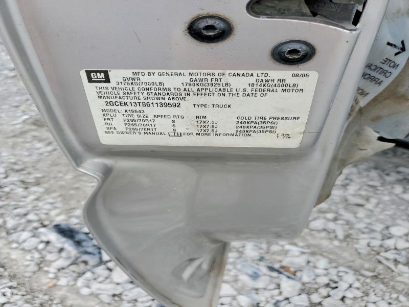 2006 Chevrolet Silverado მანქანა იყიდება აუქციონზე, vin: 2GCEK13T861139592, აუქციონის ნომერი: 53609176