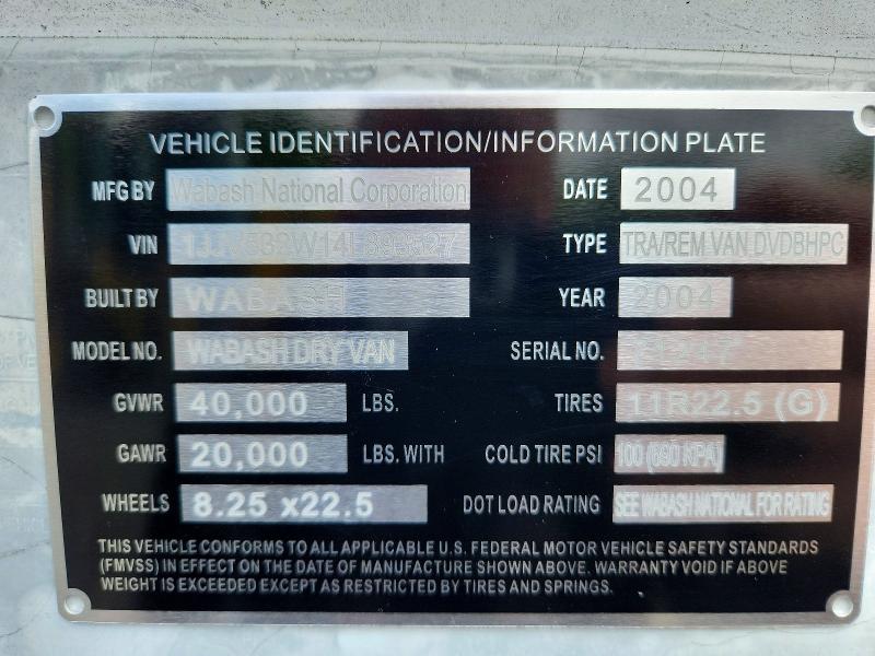 Продаж на аукціоні авто 2004 Wabash 53'trailer, vin: 1JJV532W14L893527, номер лоту: 90863675
