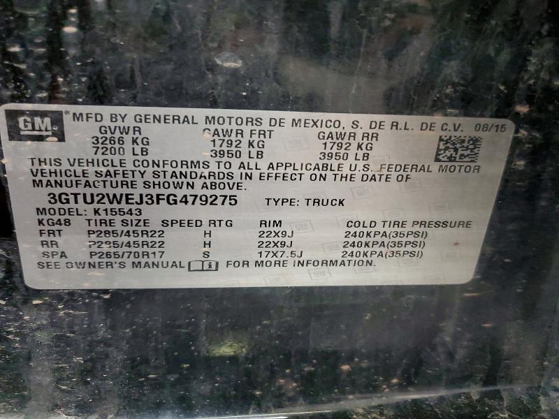 2015 Gmc Sierra მანქანა იყიდება აუქციონზე, vin: 3GTU2WEJ3FG479275, აუქციონის ნომერი: 54240266