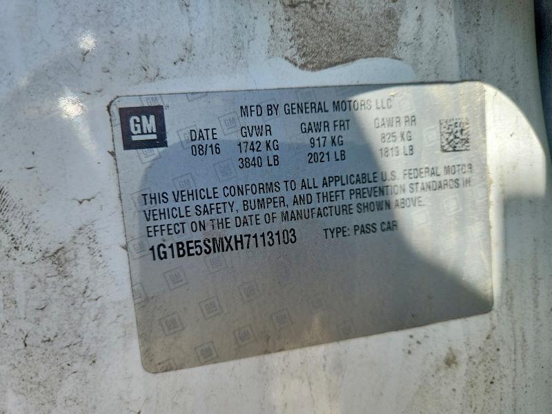 2017 Chevrolet Cruze მანქანა იყიდება აუქციონზე, vin: 1G1BE5SMXH7113103, აუქციონის ნომერი: 52029556