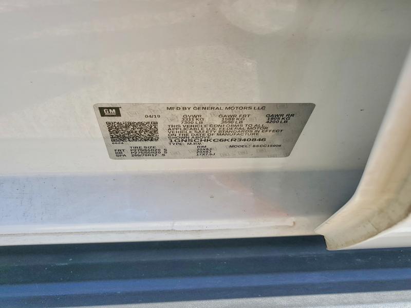 52958676 :رقم المزاد ، 1GNSCHKC6KR340846 vin ، 2019 Chevrolet Suburban مزاد بيع