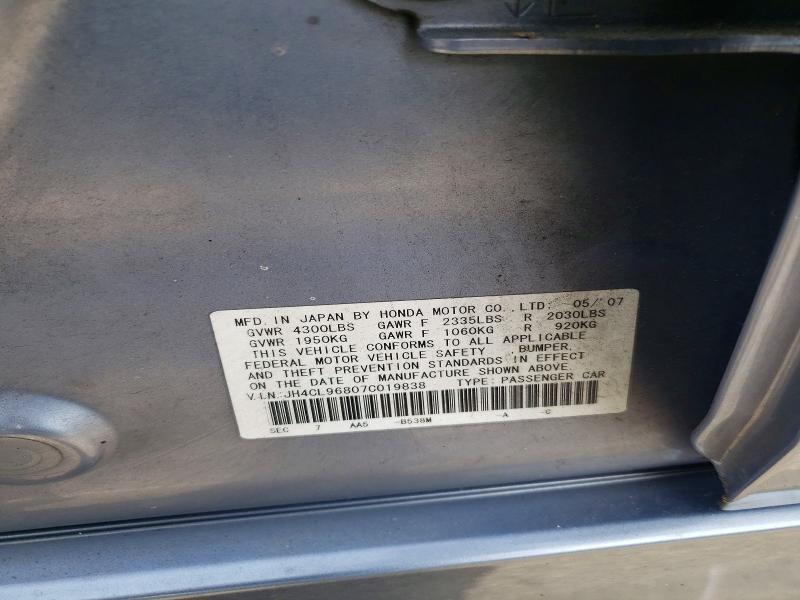 Продаж на аукціоні авто 2007 Acura Tsx, vin: JH4CL96807C019838, номер лоту: 54204566