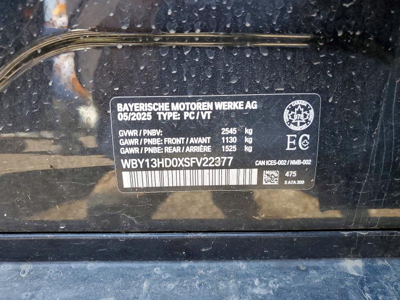 52387006 :رقم المزاد ، WBY13HD0XSFV22377 vin ، 2025 Bmw I4 مزاد بيع