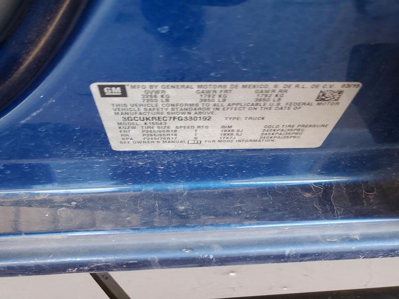 54171206 :رقم المزاد ، 3GCUKREC7FG330192 vin ، 2015 Chevrolet Silverado مزاد بيع
