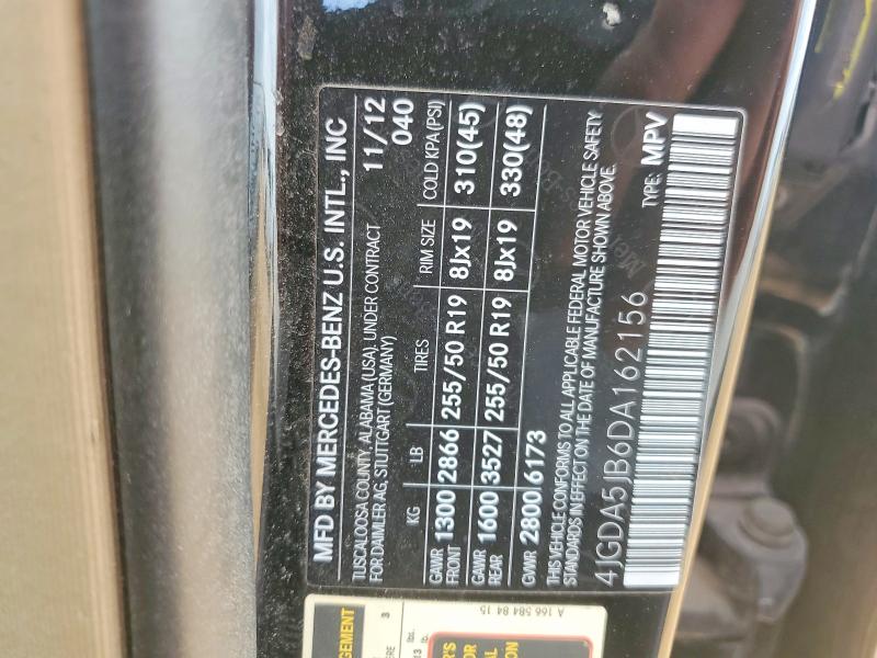 Продажа на аукционе авто 2013 Mercedes-benz Ml, vin: 4JGDA5JB6DA162156, номер лота: 54557756