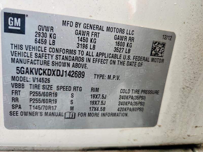 Продаж на аукціоні авто 2013 Buick Enclave, vin: 5GAKVCKDXDJ142689, номер лоту: 54533346