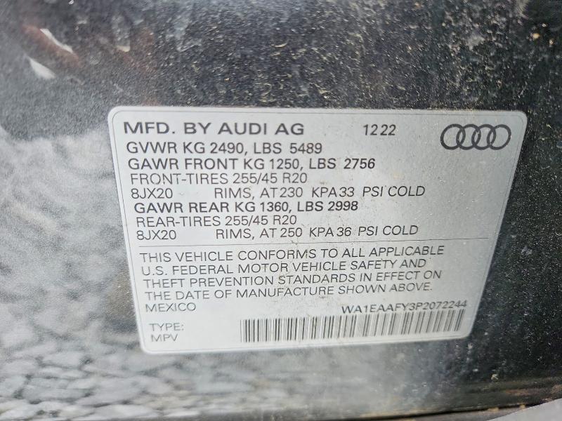 Aukcja sprzedaży 2023 Audi Q5, vin: WA1EAAFY3P2072244, numer aukcji: 53098516