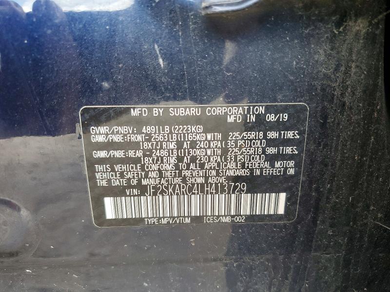 Продаж на аукціоні авто 2020 Subaru Forester, vin: JF2SKARC4LH413729, номер лоту: 52662546