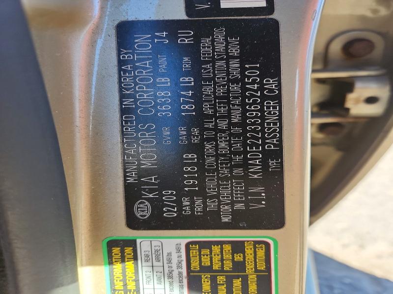 Aukcja sprzedaży 2009 Kia Rio, vin: KNADE223396524501, numer aukcji: 53492566