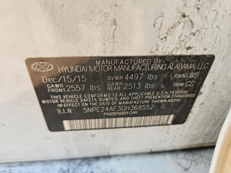 2016 Hyundai Sonata მანქანა იყიდება აუქციონზე, vin: 5NPE24AF3GH368552, აუქციონის ნომერი: 55009926